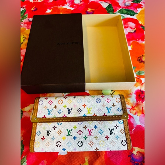 Louis Vuitton White Murakami Long Trifold Porte Tressor Wallet with LV Box - Picture 3 of 15